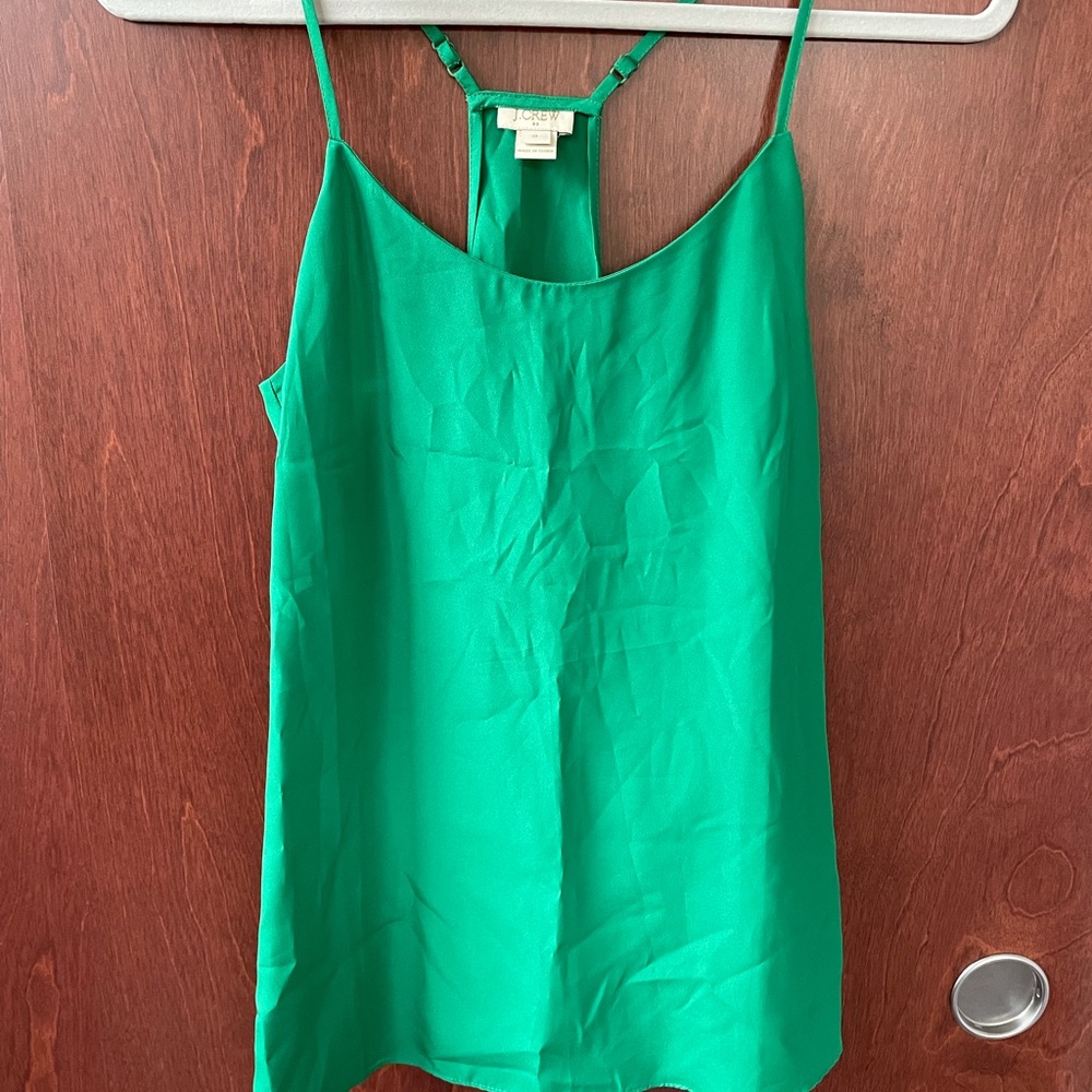 J. Crew Silk Cami Tank - Size 0, Green